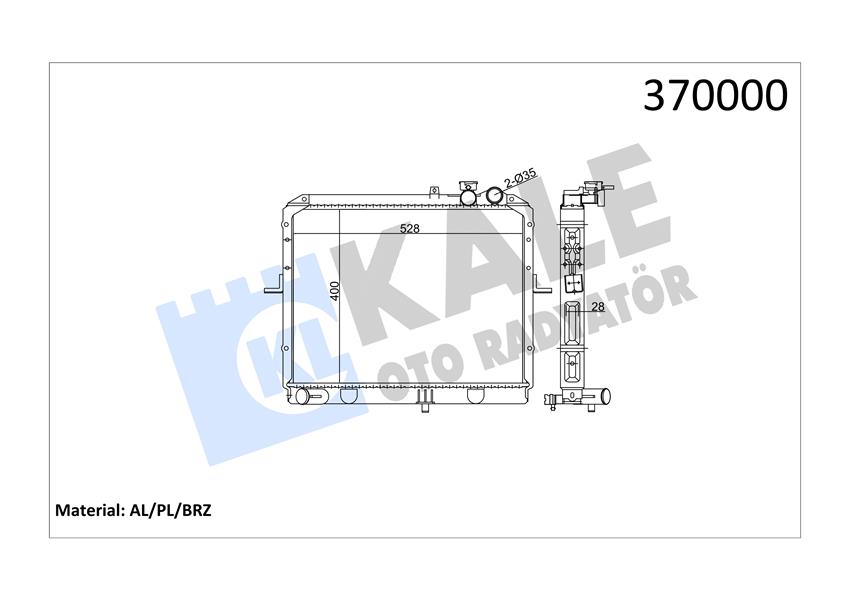 RADYATÖR KIA K2500 AL/PL/BRZ 400X538X26