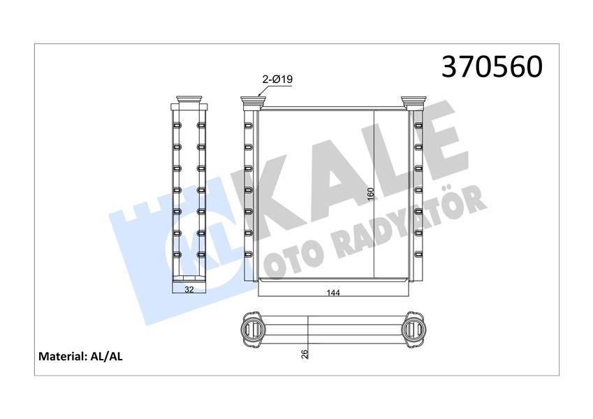KALORİFER CHEVROLET ONIX-PRISMA-SPIN BRAZING AL-AL 144X160X26 KALORİFER RADYATÖRÜ