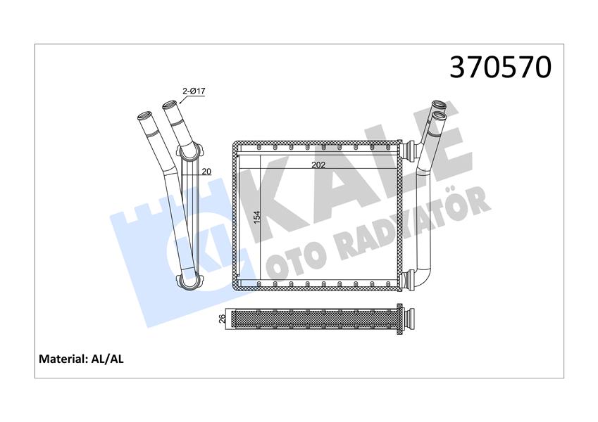 KALORİFER TOYOTA HILUX 2.5D4D 06 15 KUN15.KUN25 BRAZING AL-AL 154X202X20 KALORİFER RADYATÖRÜ