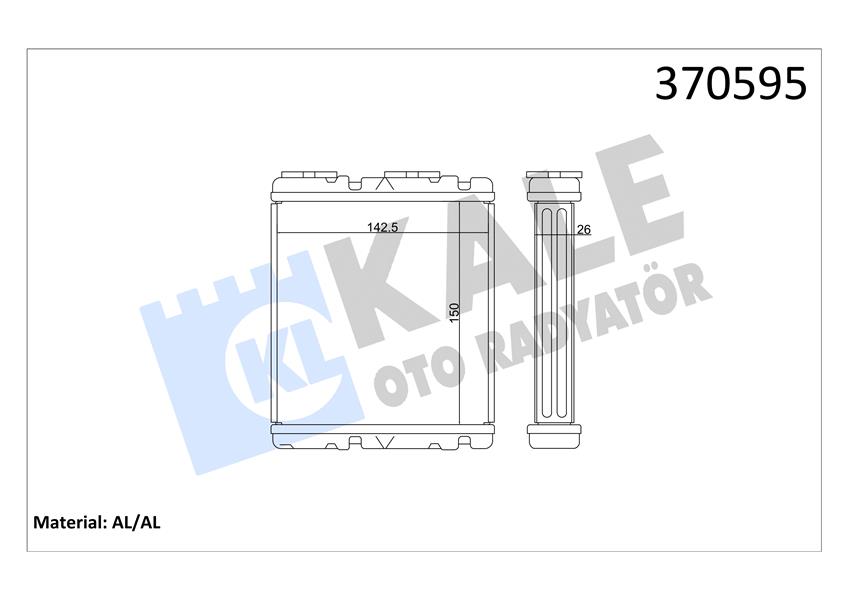 KALORİFER NISSAN PICK UP D22 2.4D 2.5D 98 05-SKYSTAR 2.5D 4X4 01 AT-MT BRAZING AL-AL 26MM KALOR İFER RADYATÖRÜ