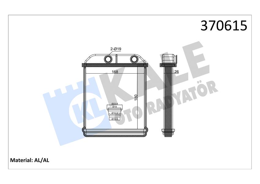 KALORİFER MITSUBISHI L200 2.5D 96 07-GALANT VIII BRAZING AL-AL 26MM KALORİFER RADYATÖRÜ