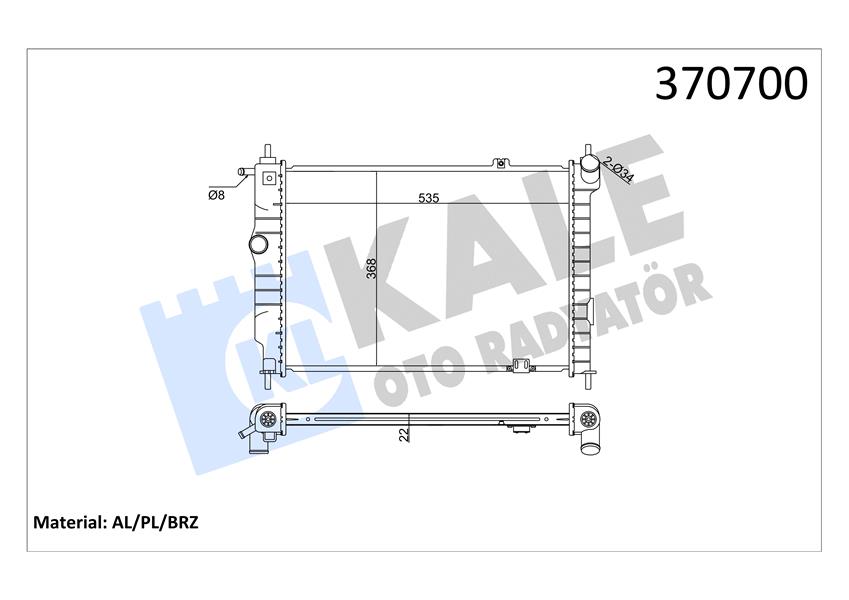 SU RADYATÖRÜ OPEL ASTRA F 1.4 1.6 1.8 16V 2.0 GSI 91 MT BRAZING 535X368X22 52455053