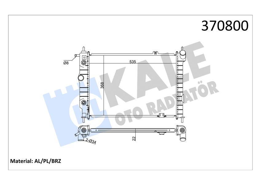 SU RADYATÖRÜ OPEL ASTRA F 1.4I 1.6I 2.0I 1.7D 93-98 AT NAC BRAZING 535X368X22 90443392