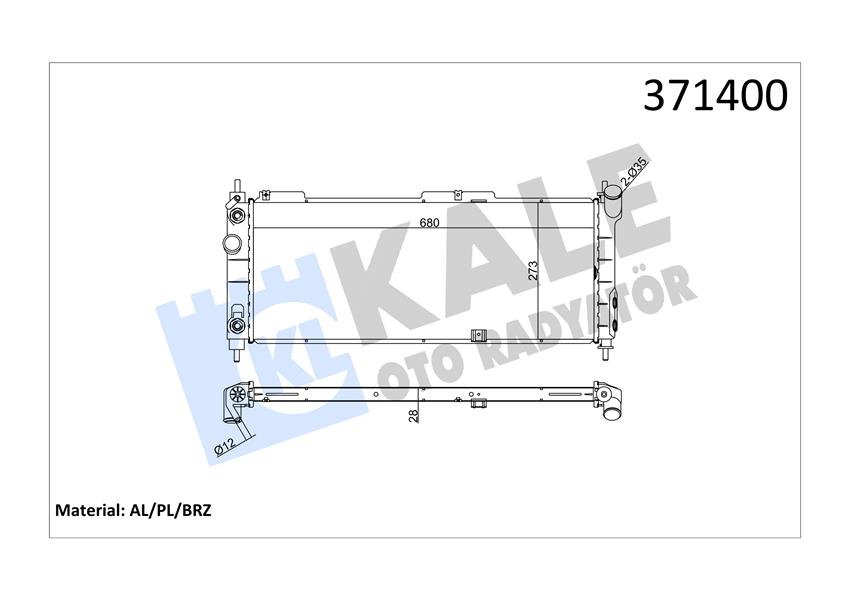 SU RADYATÖRÜ OPEL CORSA B-COMBO-TIGRA 1.2I 1.4I 1.6I 16V 93 AT AC BRAZING 680X273X28