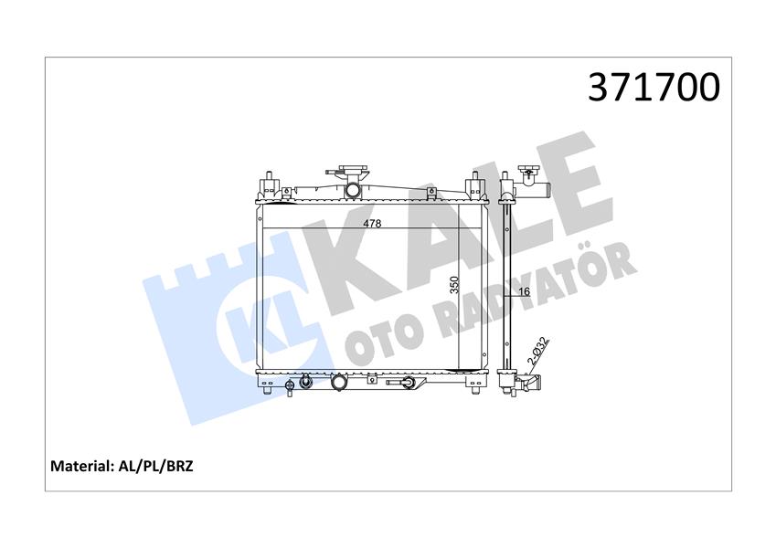 RADYATÖR YARIS AL/PL/BRZ 350X478X16