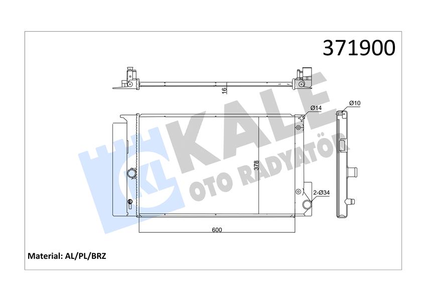 RADYATÖR AURIS-COROLLA-VERSO OTOMATİK AL/PL/BRZ 600X378X16