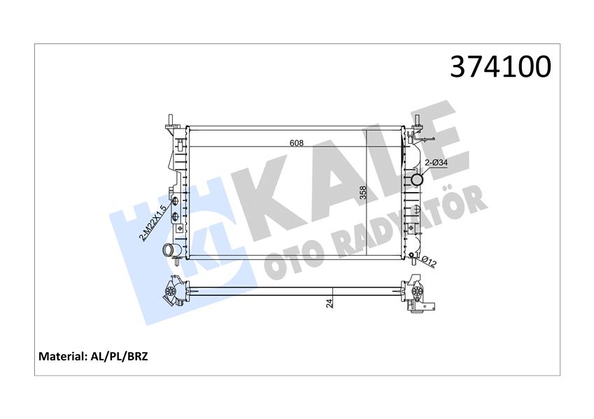 RADYATÖR VECTRA B AC KLİMASIZ MEK OTOM 607X378X24