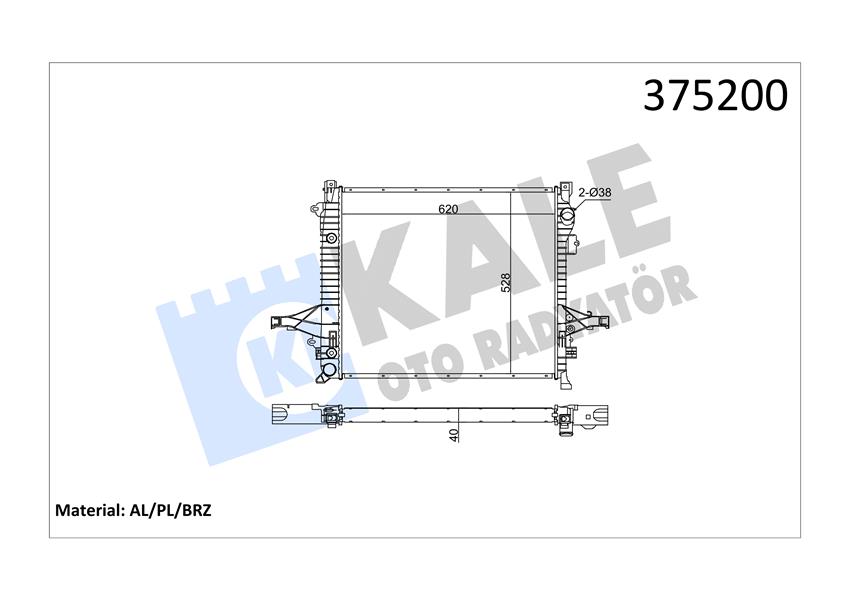 RADYATÖR VOLVO XC90 I D5 02-10 D3 D5 09-14 V8 05-10 AL-PL-BRZ 620X528X42