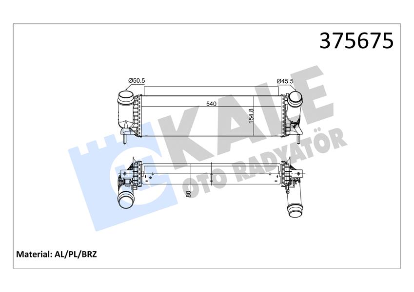 TURBO RADYATÖRÜ INTERCOOLER NISSAN NAVARA NP300 2.3 DCI 15 MERCEDES X-CLASS 2.3 3.0D 15 BRAZING 80MM