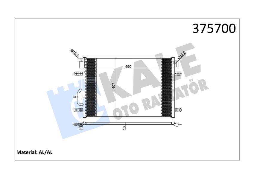 KLİMA KONDENSERİ AUDI A4 A6 1.8T 1.9TDI-2.5TDI 01 06 605X401X16 AL-AL