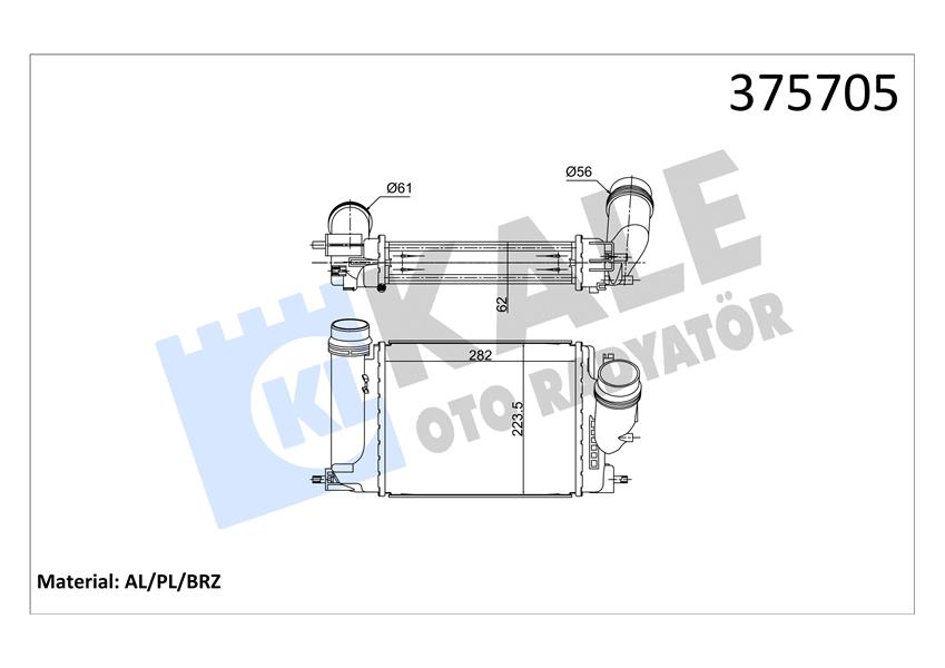 INTERCOOLER NISSAN X-TRAIL 1.6DCI 1.6DCI 4X4 13 BRAZING 282X223.5X62 TURBO RADYATÖRÜ