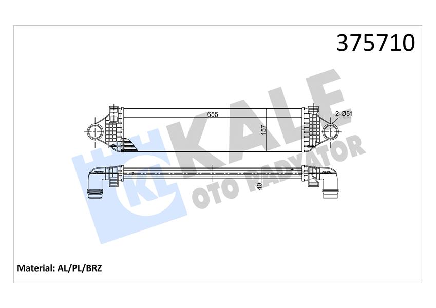 INTERCOOLER VOLVO S60 II 1.5 T3-2.0 D3 10 V40 D2-D3 12 V60 D3-T3 10 V70 D2-D3 15 BRAZING 655X157 X40 TURBO RADYATÖRÜ