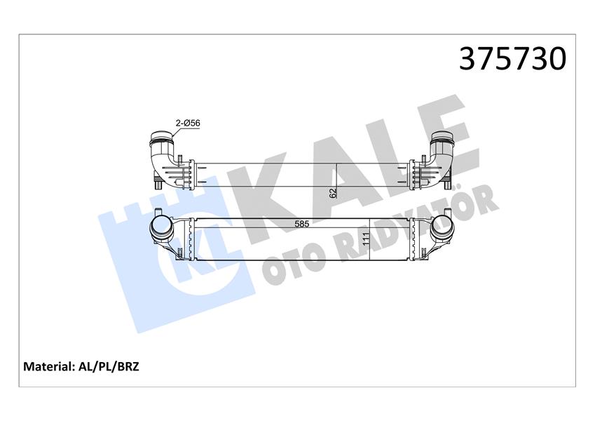 INTERCOOLER OPEL ASTRA K 1.0İ TURBO 15 BRAZING 585X111X62 TURBO RADYATÖRÜ