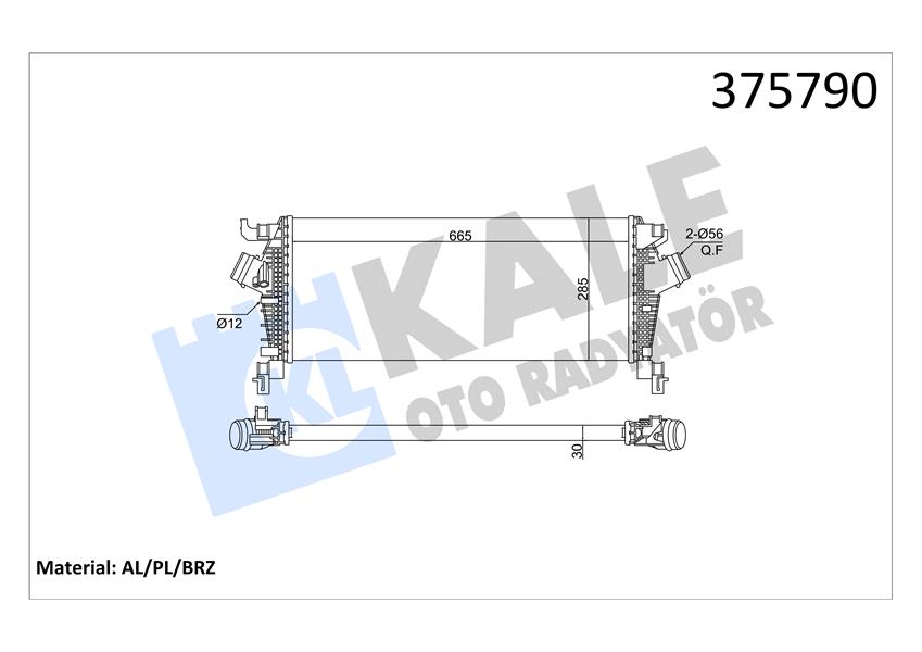 OPEL ASTRA J 1.6SDI 12 15 CASCADA 1.6 1.6SDI 13 19 INSIGNIA A 1.6SIDI 13 17 ZAFIRA TOURER C 1.6 12 BRAZING 665X285X30 TURBO RADYATÖRÜ