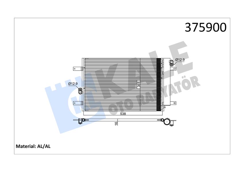 KLİMA KONDENSERİ FORD GALAXY-SEAT ALHAMBRA-VW SHARAN AL/AL 538X361X16