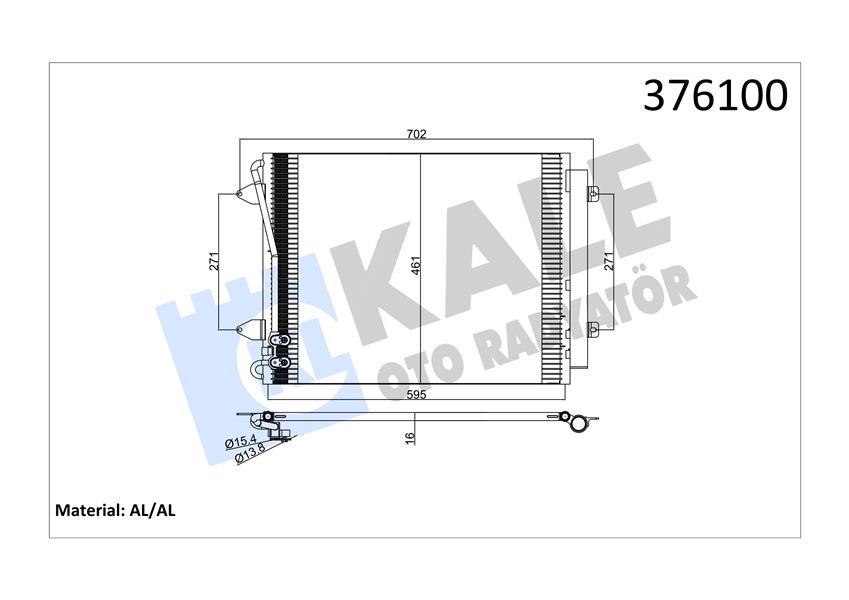 KLİMA KONDENSERİ PASSAT 05 1.4TSI-1.8TSI-2.0TSI-3.2FSI-3.6FSI 575X460X16 AL/AL