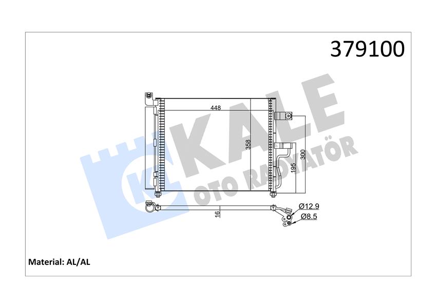KLİMA KONDENSERİ ACCENT-ACCENT II AL/AL 448X370X16