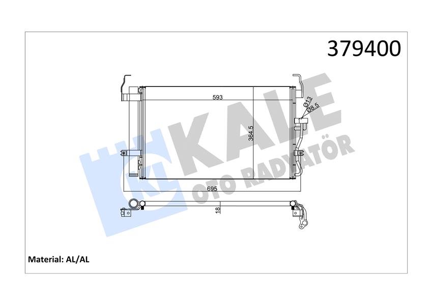 KLİMA KONDENSERİ HYUNDAI COUPE-ELANTRA-LANTRA II 1.6 AL/AL 590X363X18