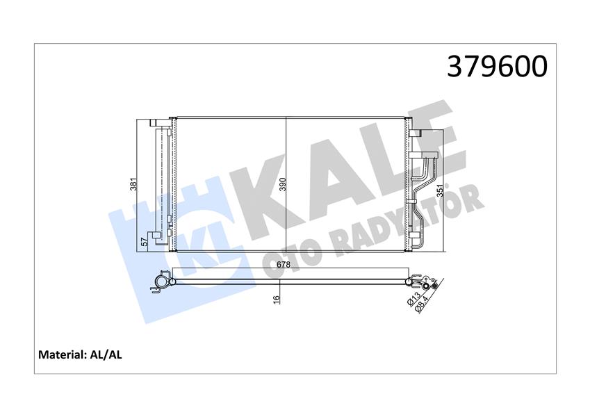 KLİMA KONDENSERİ HYUNDAI İX35-KIA SPORTAGE AL/AL 678X388X16