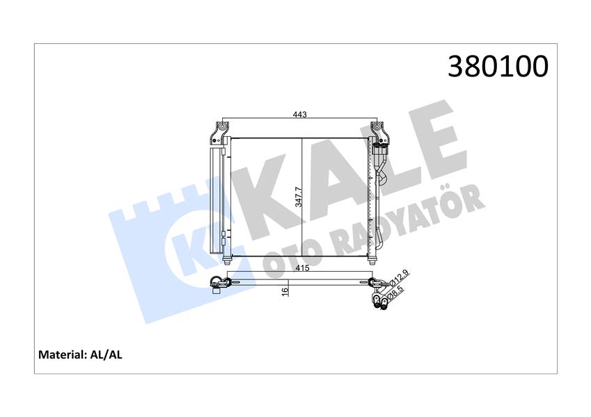 KLİMA KONDENSERİ KIA PICANTO AL/AL 390X335X17