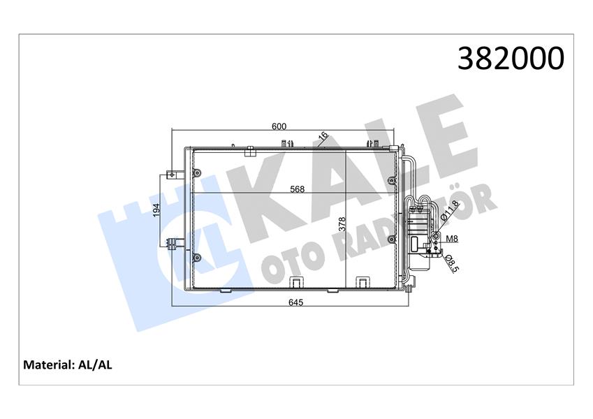 KLİMA KONDENSERİ COMBO-CORSA C-TIGRA AL/AL 588X381X16