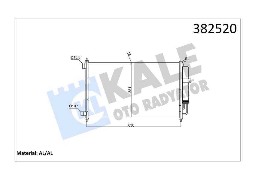 388300 KLİMA KONDENSERİ NOTE-MICRA III-MICRA C C-JUKE-TIIDA AL/AL 630X348X16