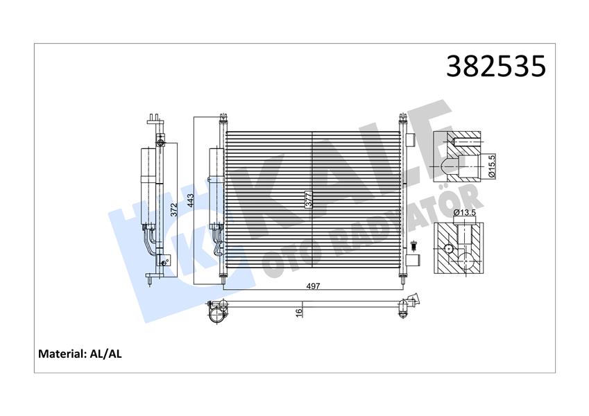 KONDENSER NISSAN MICRA IV 1.2 10 AT KURUTUCUSUZ BRAZING AL-AL 497X372X16 KLİMA RADYATÖRÜ