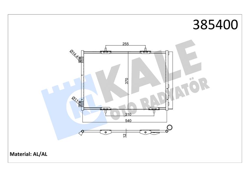 KLİMA RADYATÖRÜ KONDENSER CROSSLAND 17 P207 06 P208 12 19 P2008 13 C3 09 AIRCROSS 17 C4 14 DS3 10 1.2-1.4-1.6 VTI-HDI-THP-PURETECH AL/AL 538X368X16