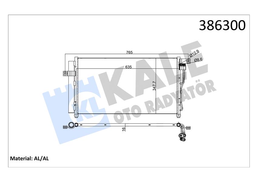 KLİMA KONDENSERİ ACCENT ERA 06 AL/AL 634X348X16