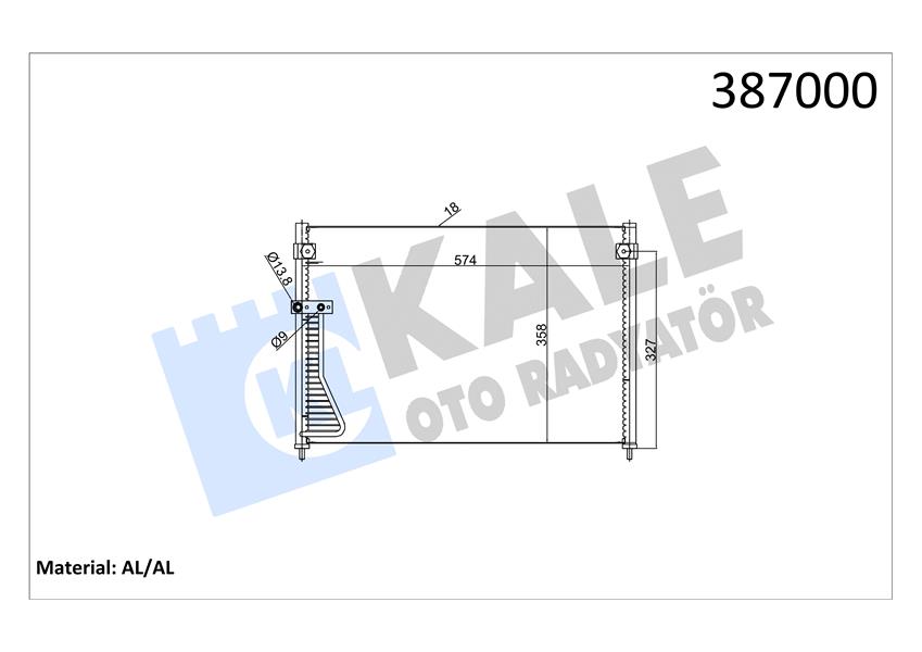 KLİMA KONDENSERİ MAZDA 626 V AL-AL 570X358X18