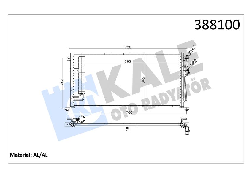 KLİMA KONDENSERİ MITSUBISHI LANCER AL/AL 696X338X16