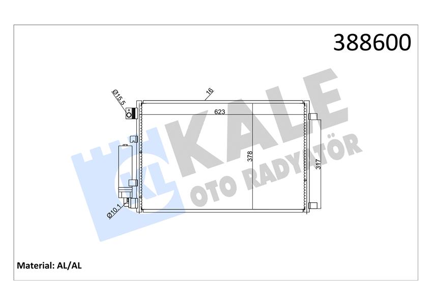 KLİMA KONDENSERİ QASHQAI 2.0 07 MR20DE ALİMİNYUM AL/AL 622X378X16