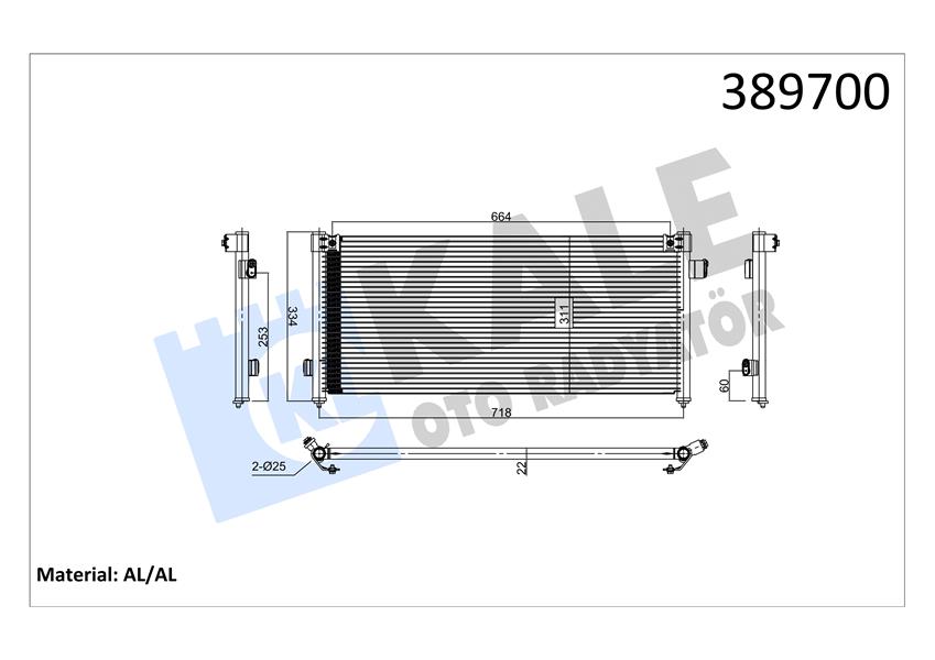 KLİMA KONDENSERİ SUBARU LEGACY II AL-AL 720X308X16