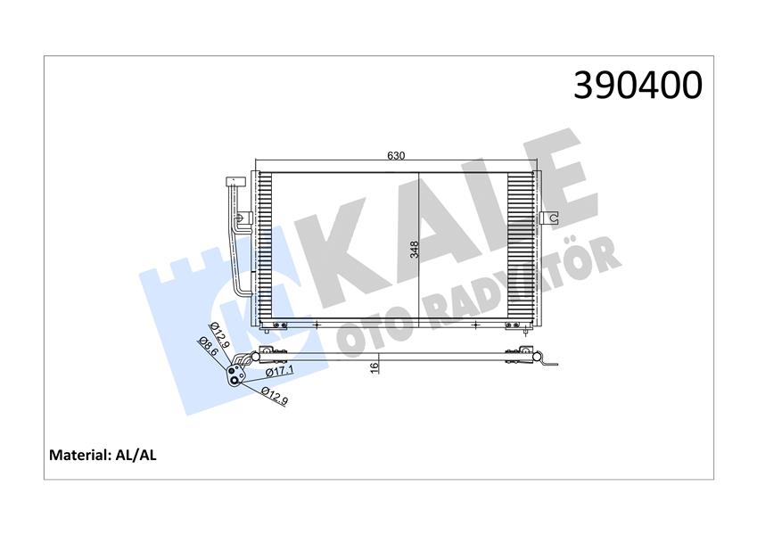 KLİMA KONDENSERİ VOLVO S40 I-V40 AL-AL 628X348X16