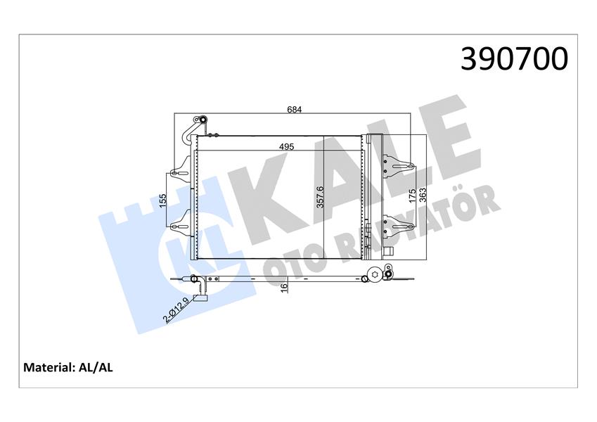 KLİMA KONDENSERİ POLO-FOX-CORDOBA-IBIZA-ROOMSTER-FABIA AL/AL 515X362X16