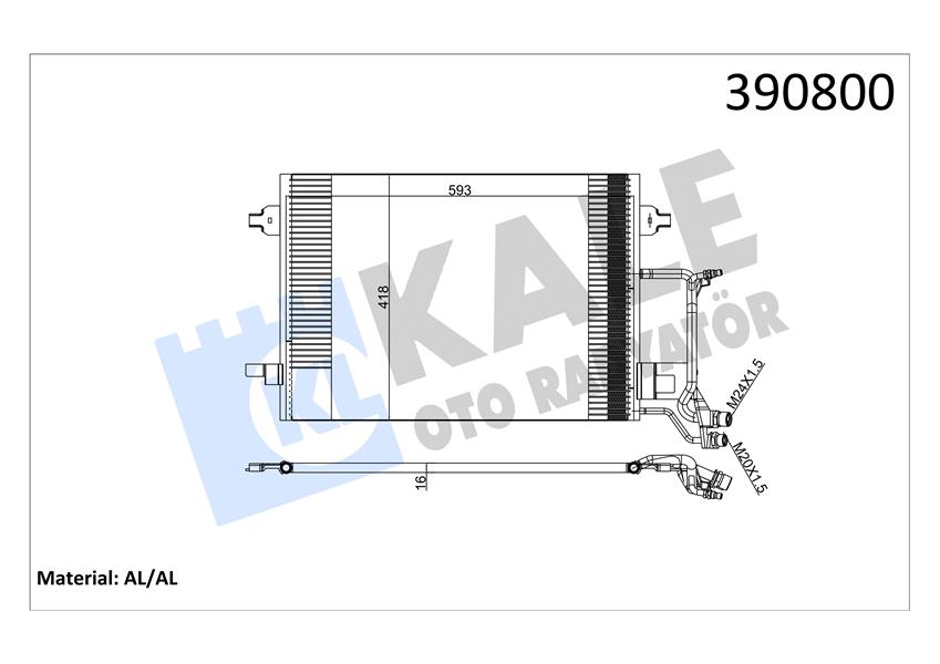 KLİMA KONDENSERİ PASSAT A4 1.9TDI 1.8-1.8T 97 610X415X16 AL-AL
