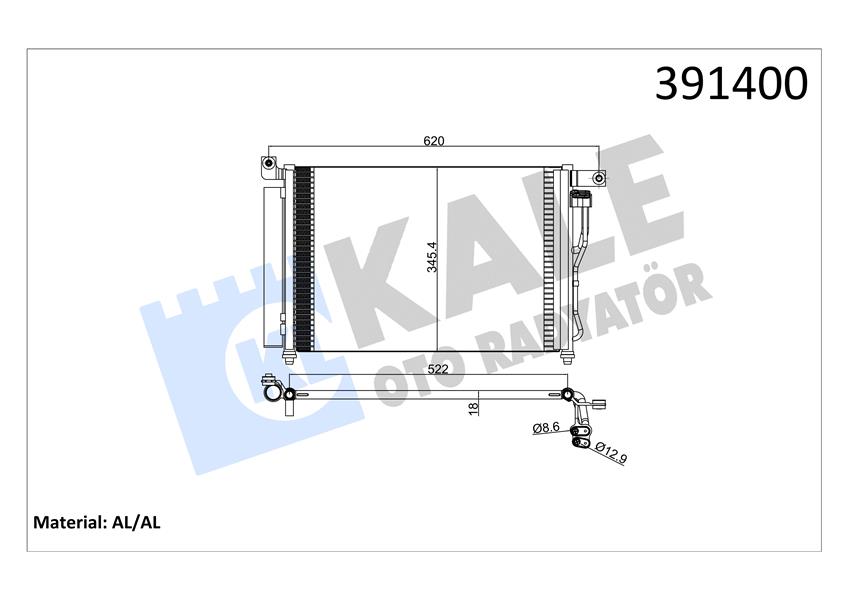 KLİMA KONDENSERİ ACCENT-ACCENT III ERA 06 AL/AL 580X350X18