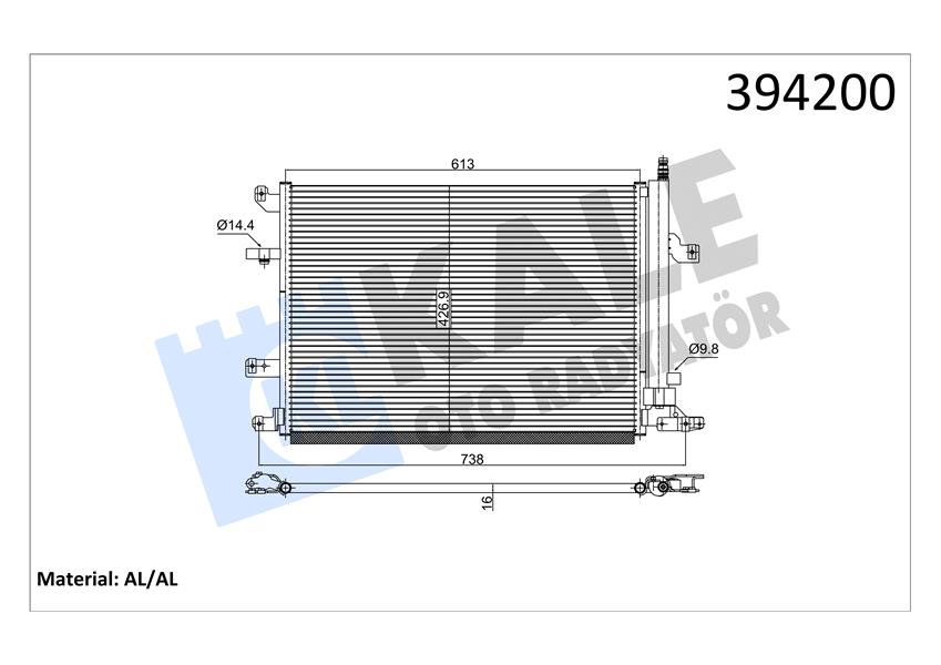 KLİMA RADYATÖRÜ VOLVO S60 I 01-10 -S80 I 98-06 -V70 II 99-07 XC70 02-07 632X440X16