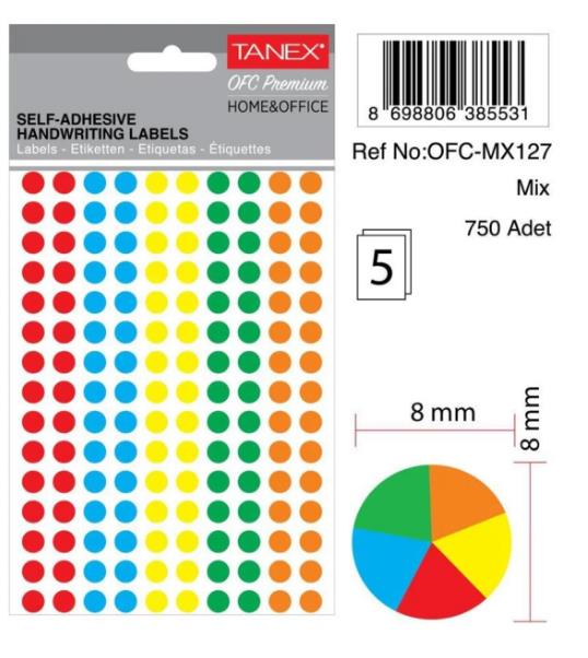 OFC-133 MİX COLOR OFİS ETİKETİ 5 AD/PŞ